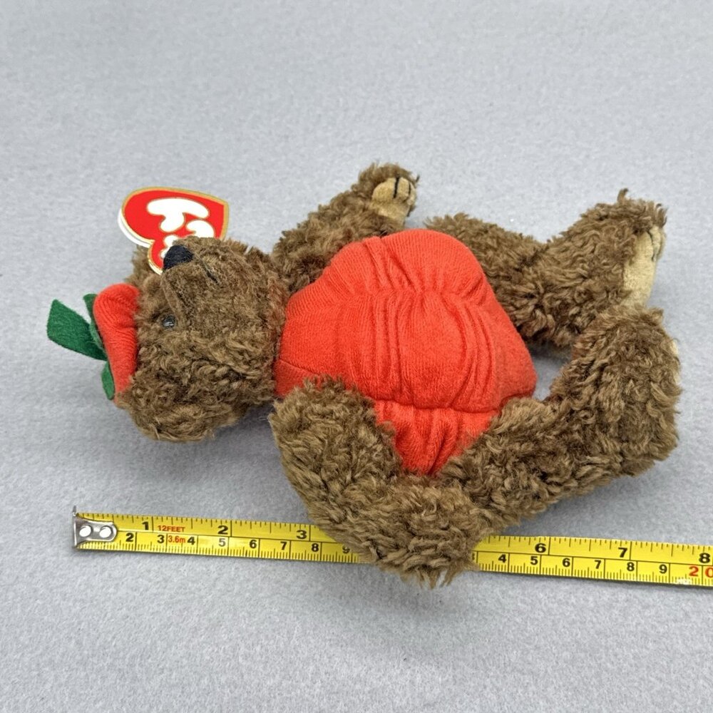 Peter Brown Bear Pumpkin Halloween Attic Treasures Plushie TY 1993 Posable 8" - Picture 5 of 12